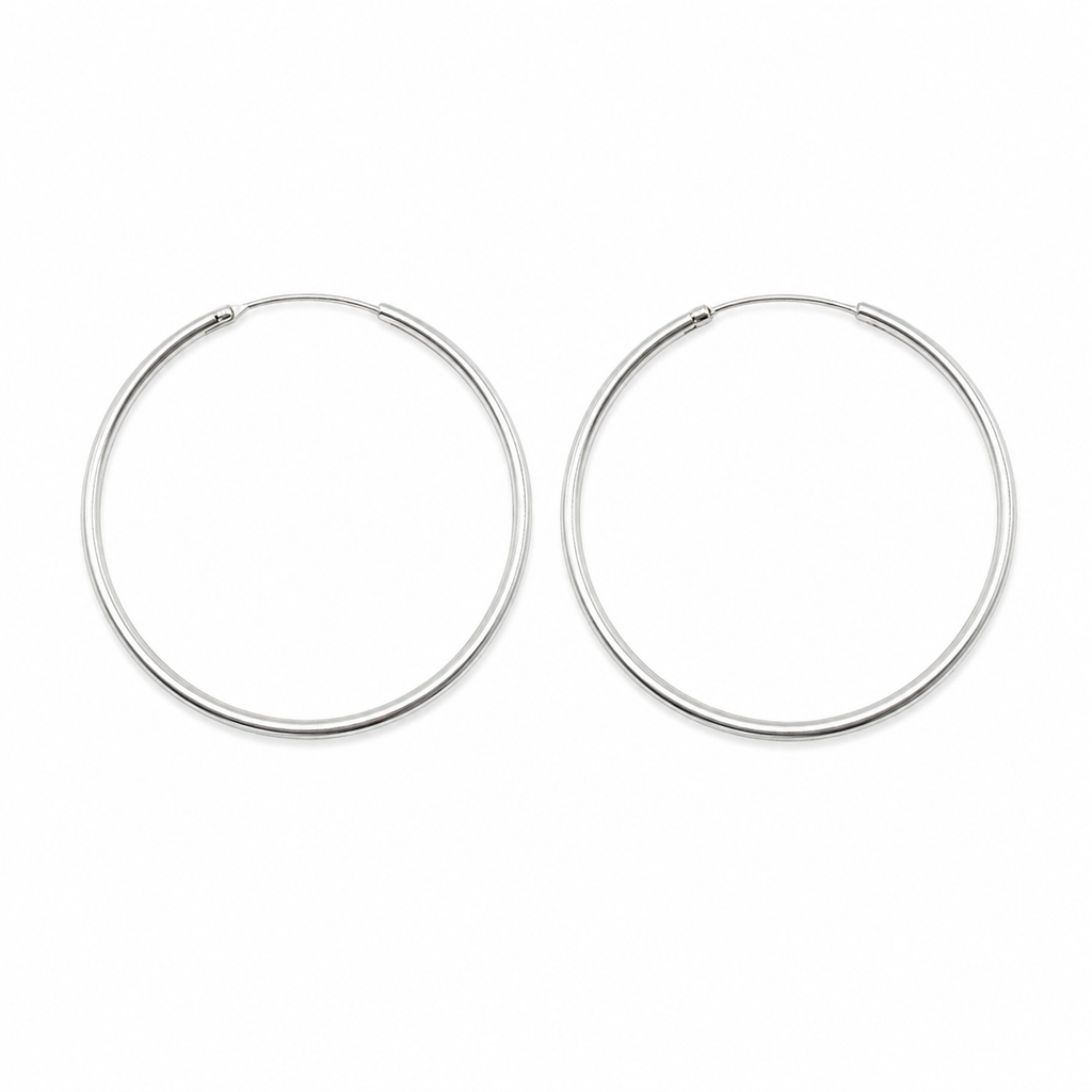 Classic Silver Pipe Hoop Earrings
