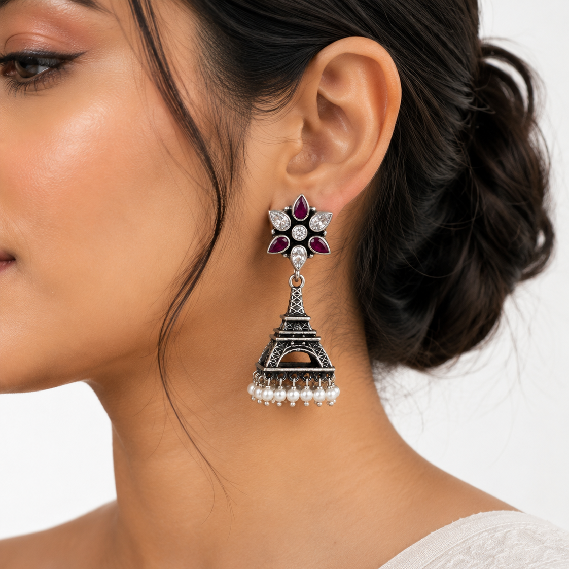 Ruby Bloom Eiffel Jhumka Earrings