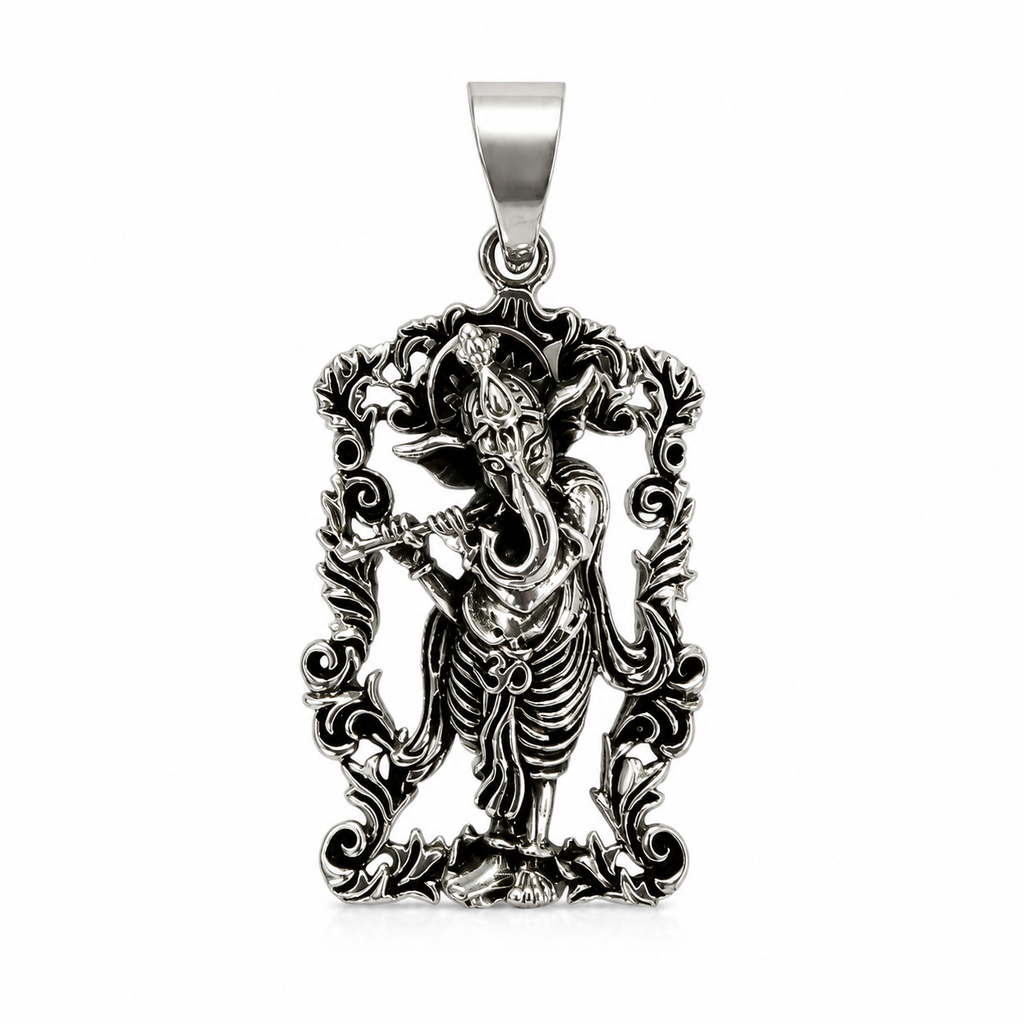 Oxidized Silver Ganesha Pendant
