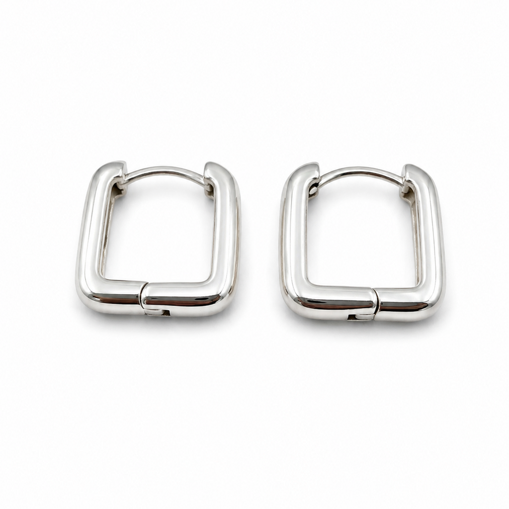 Kids’ Sterling Silver Square Hoop Earrings – Minimalist Design