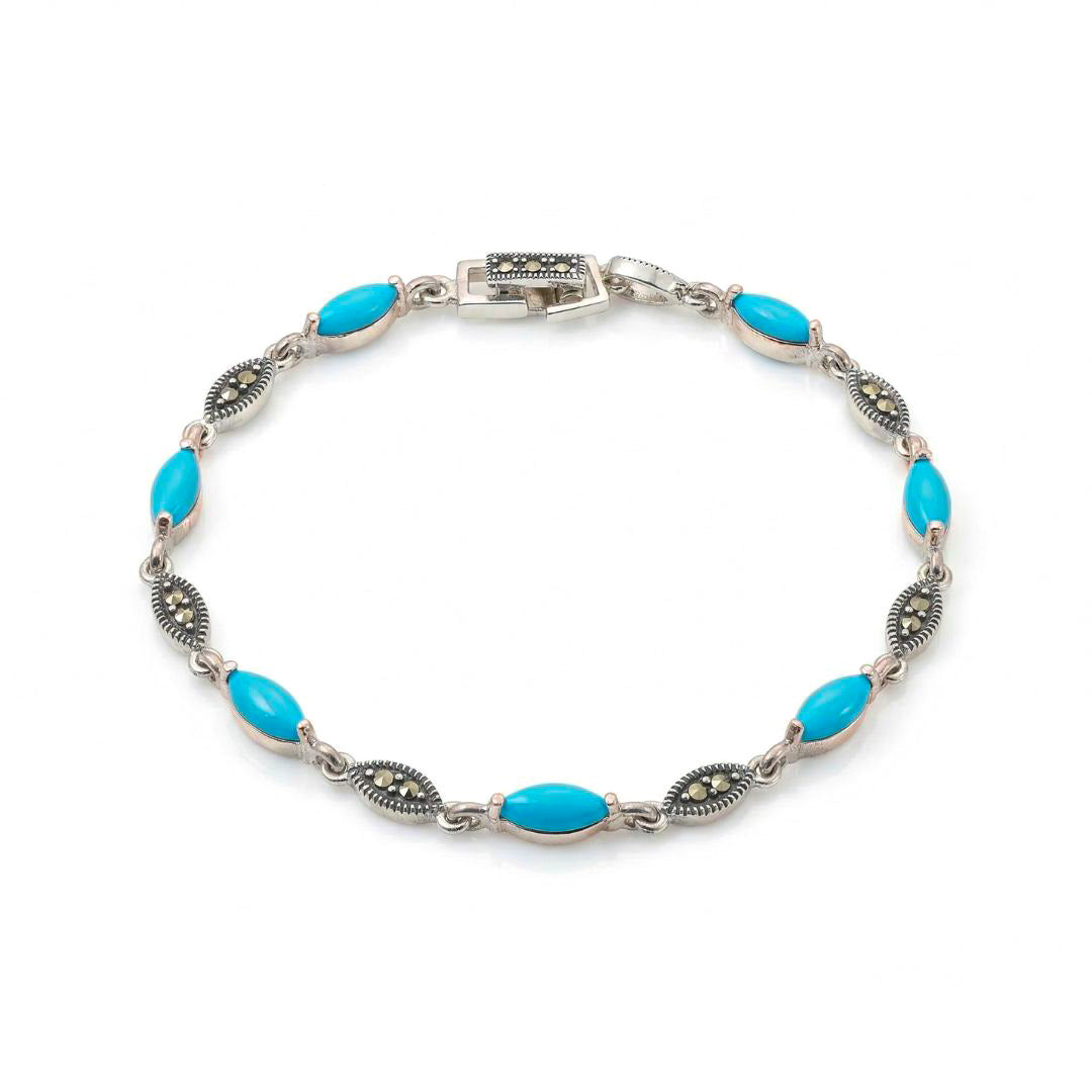 Turquoise Marcasite Silver Bracelet