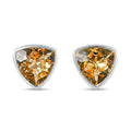 Citrine Stud Rhodium Polish Silver Earrings