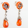 Moonraga Carnelian Teardrop Enamel & Marcasite Drop Earrings