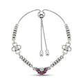 Adjustable Pink & White Zircon Silver Bracelet