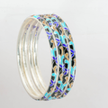 Enamel Work Traditional Silver Bangles (Set of 4)
