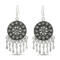 Vintage Tribal Mandala Dangle Silver Earrings
