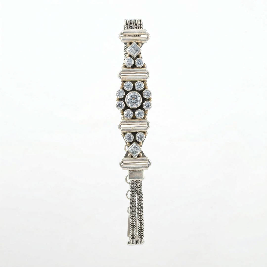 Classic Zircon Adjustable Silver Bracelet
