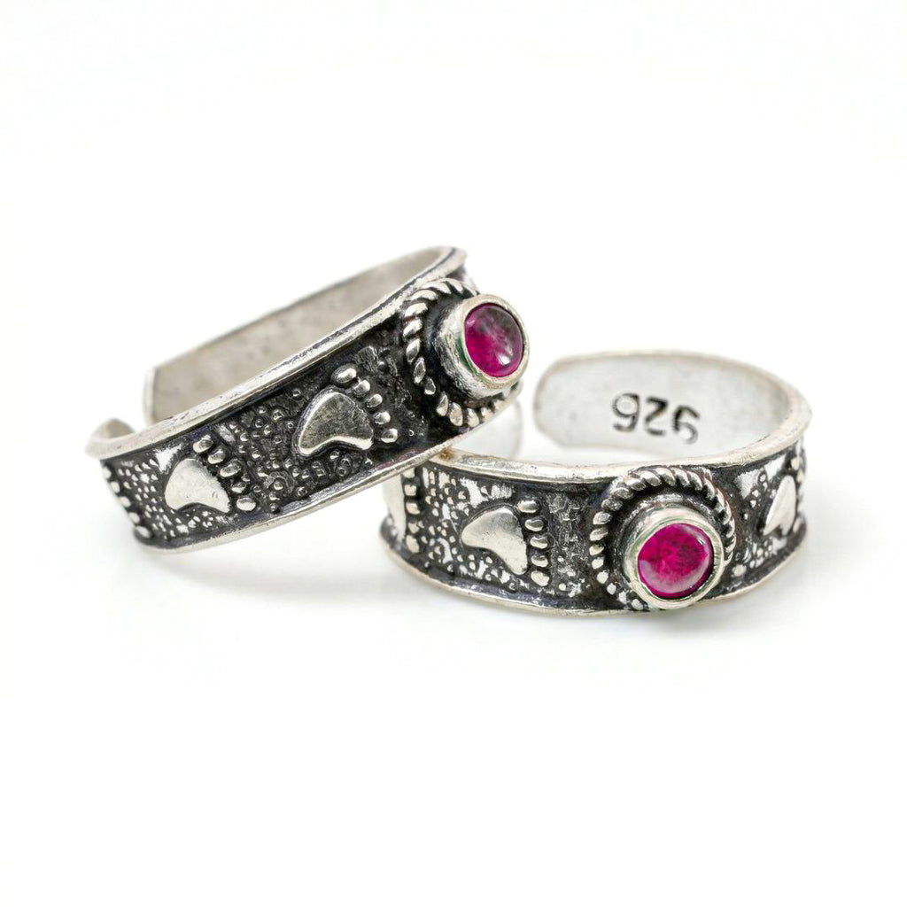 Ruby Style Silver Toe Rings (Pair)