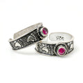 Ruby Style Silver Toe Rings (Pair)