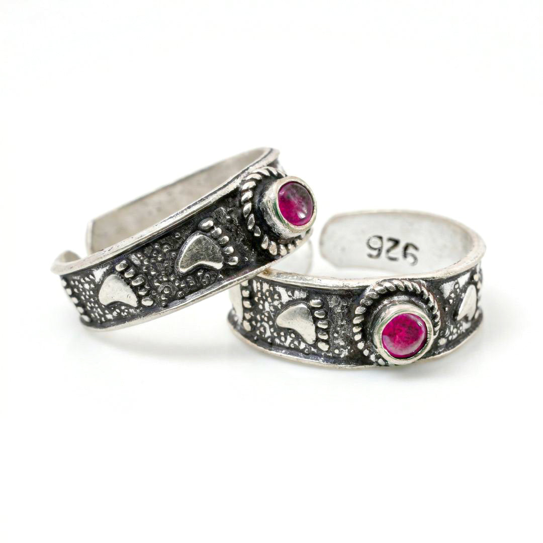 Ruby Style Silver Toe Rings (Pair)