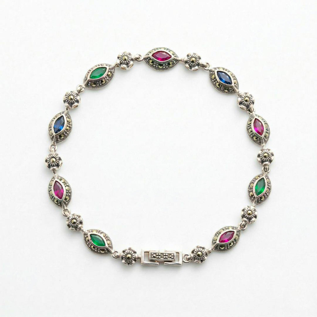 Multicolour Zircon Marcasite Silver Bracelet