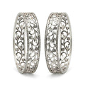 Floral Motif Solid Silver Bangles (Pair)
