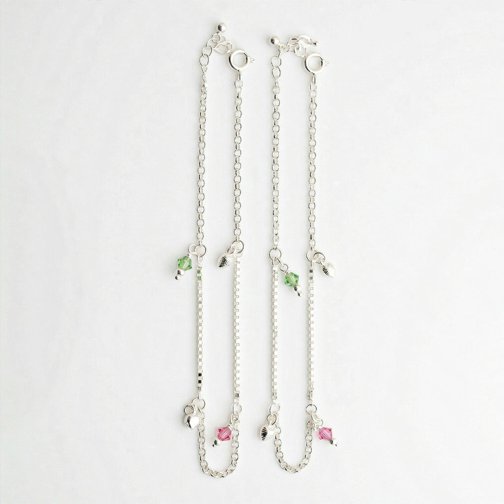 Zircon Stone Adjustable Silver Anklet