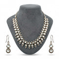 Kundan Stone Silver Necklace & Earrings Set
