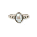 White Pearl Silver Ring