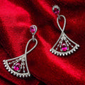Moonraga Rhodium Plated Pink Zircon Statement Drop Earrings