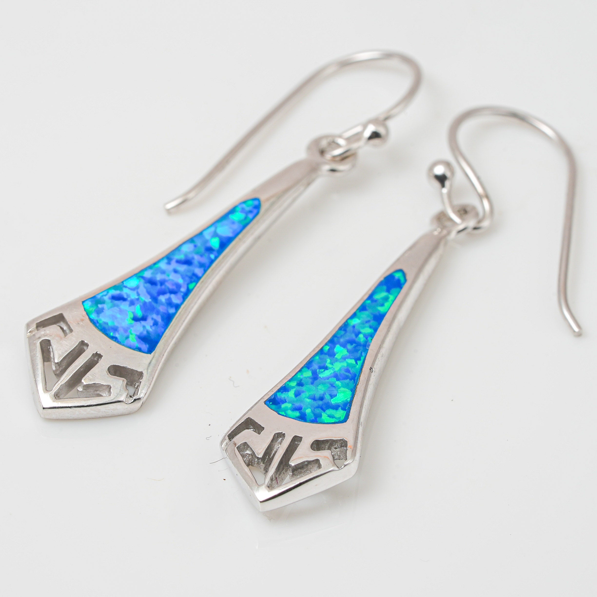 Moonraga Blue Opal Sterling Silver Drop Earrings