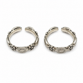 Oxidized Silver Tribal Motif Toe Ring | Adjustable Ethnic Silver Toe Ring