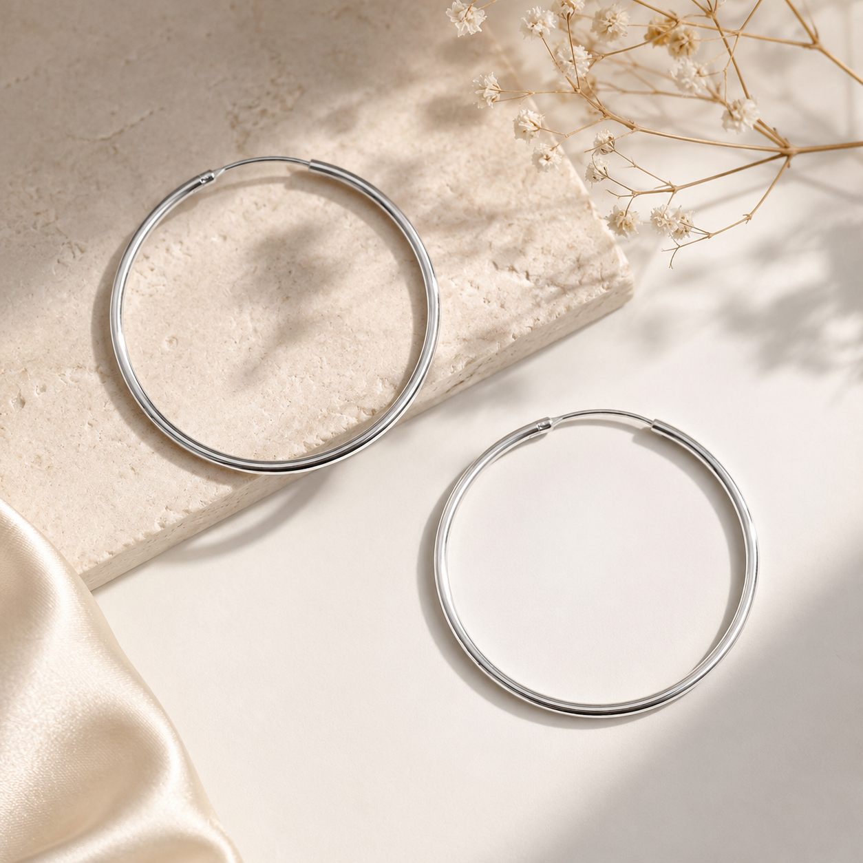 Classic Silver Pipe Hoop Earrings
