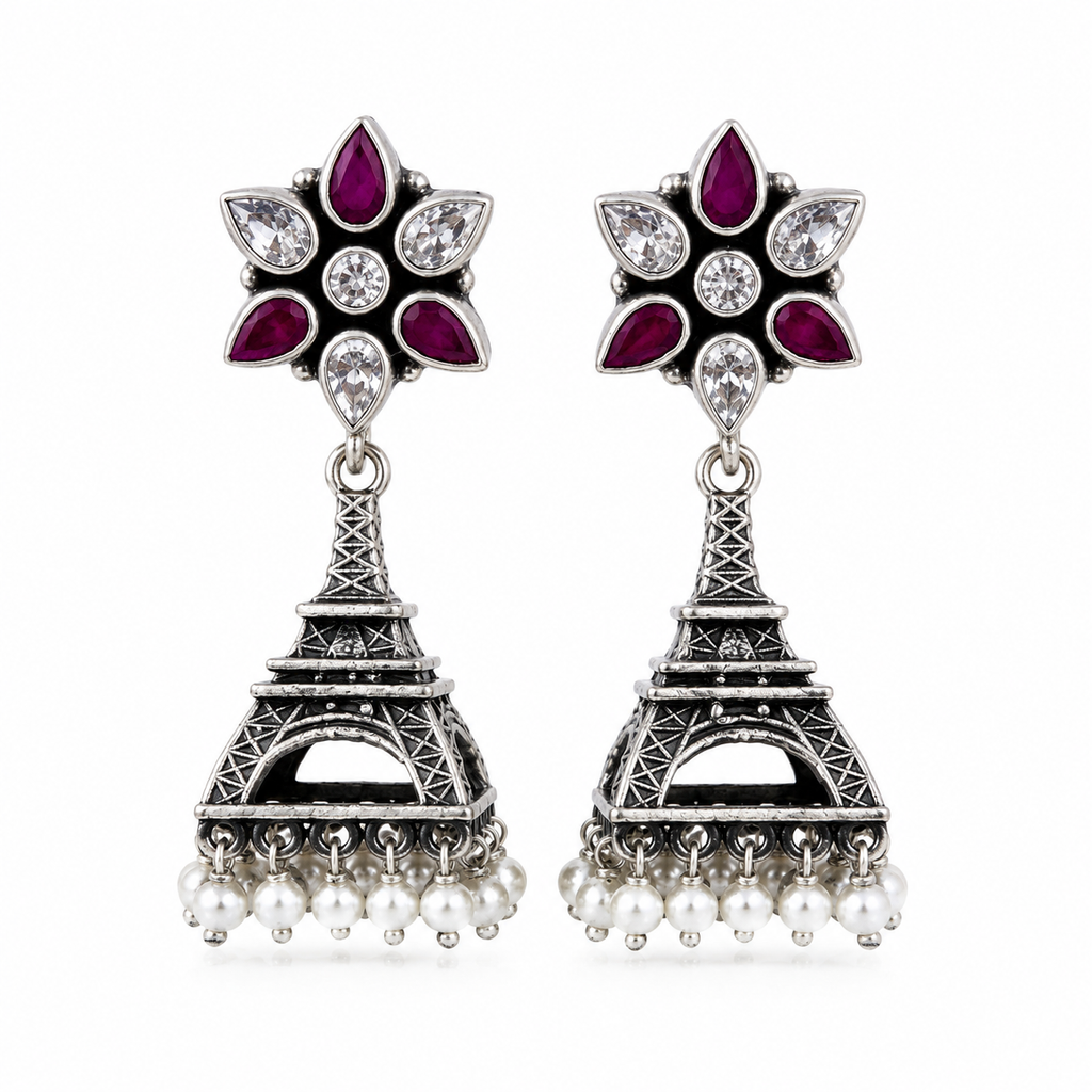 Ruby Bloom Eiffel Jhumka Earrings