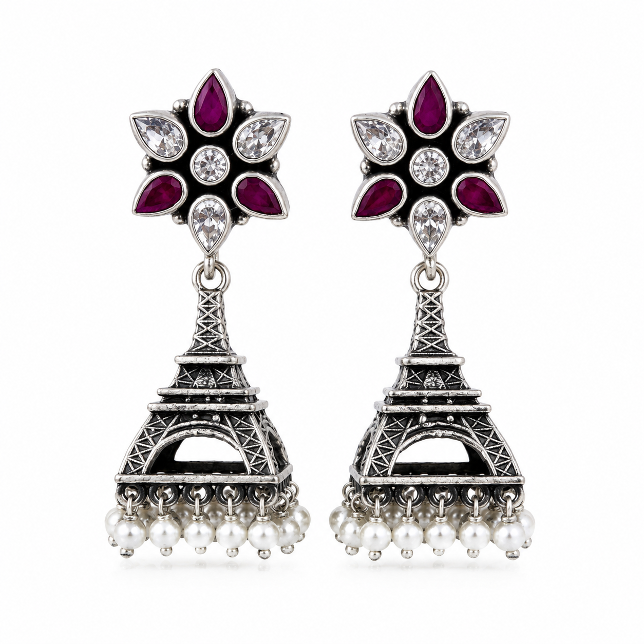 Ruby Bloom Eiffel Jhumka Earrings