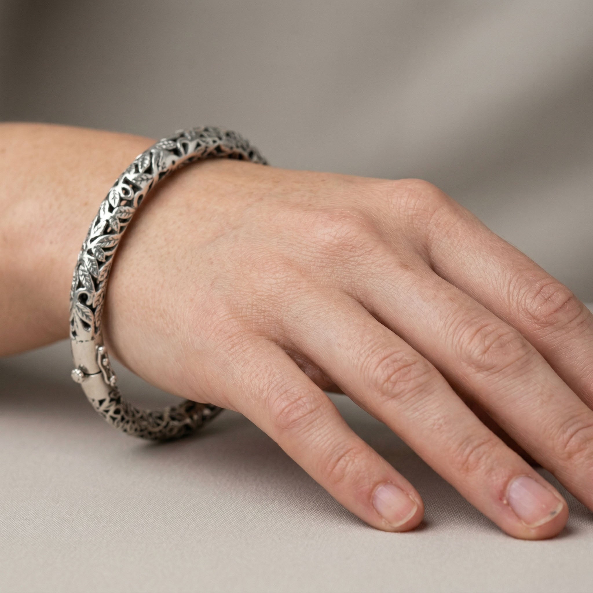 Solid Silver Statement Bangle Bracelet