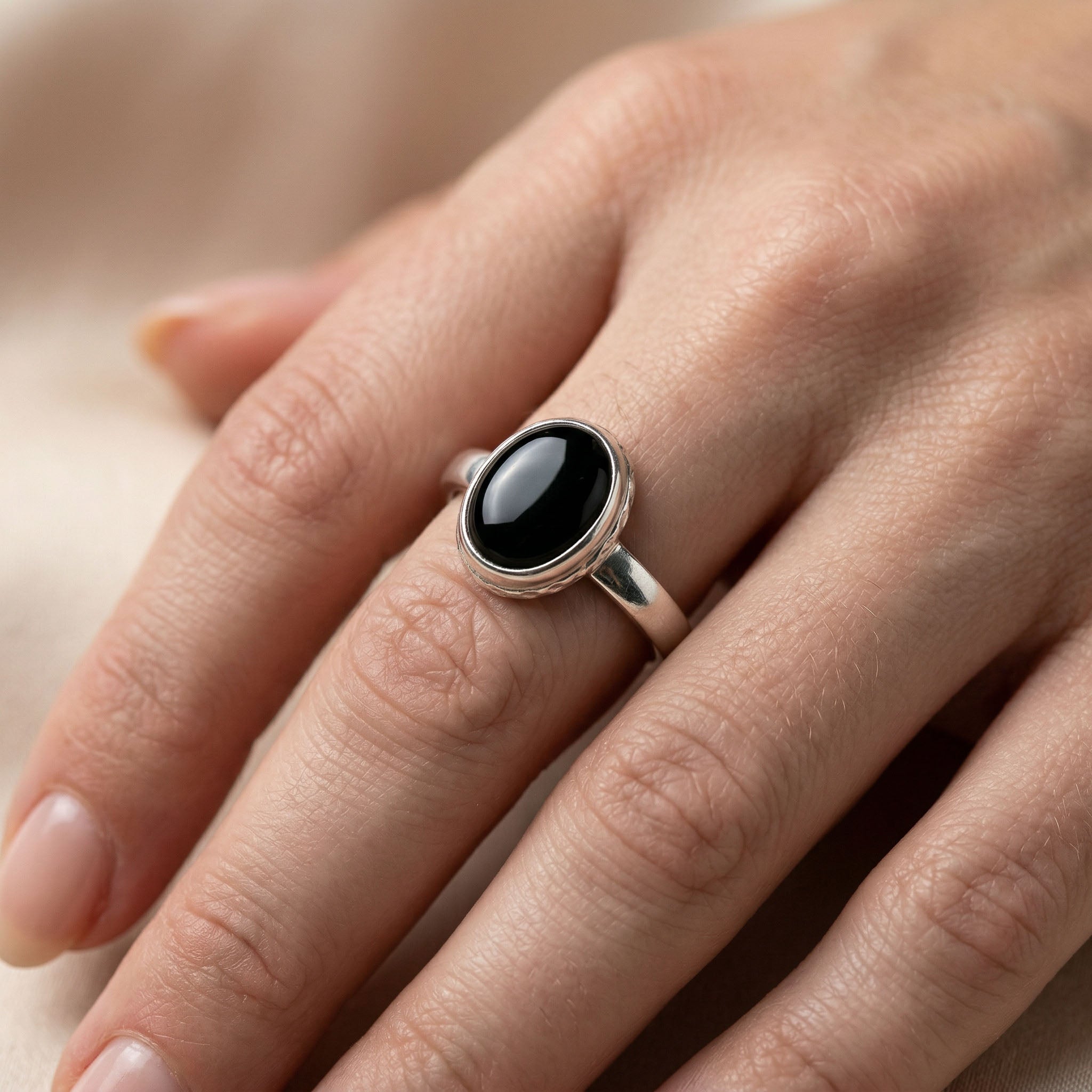 Black Onyx Silver Ring