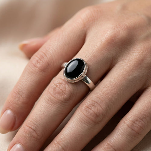 Black Onyx Silver Ring