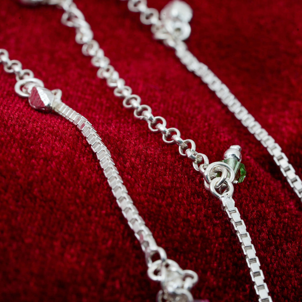 Zircon Stone Adjustable Silver Anklet