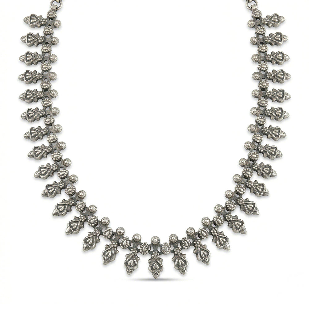 Rajasthani Thappa Art Silver Necklace