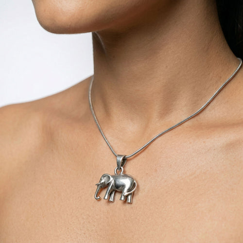 Elephant Motif Silver Pendant