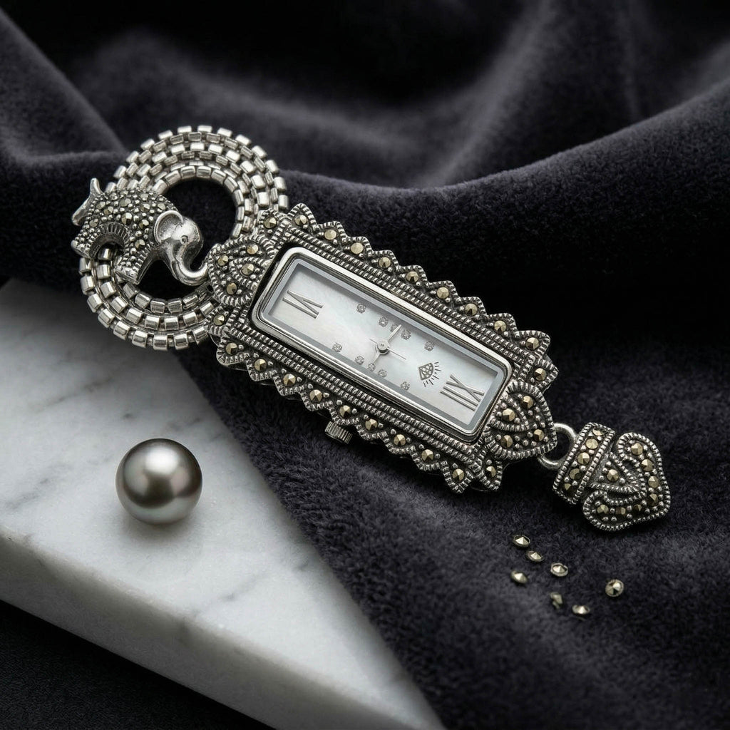 Marcasite Silver Watch Bracelet