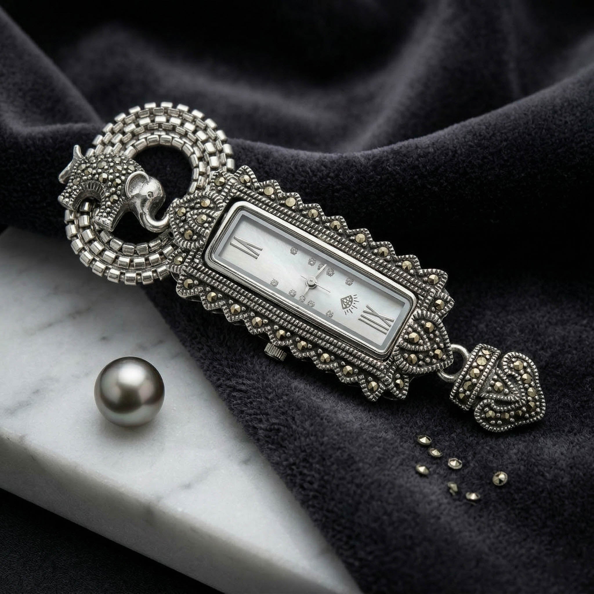Marcasite Silver Watch Bracelet