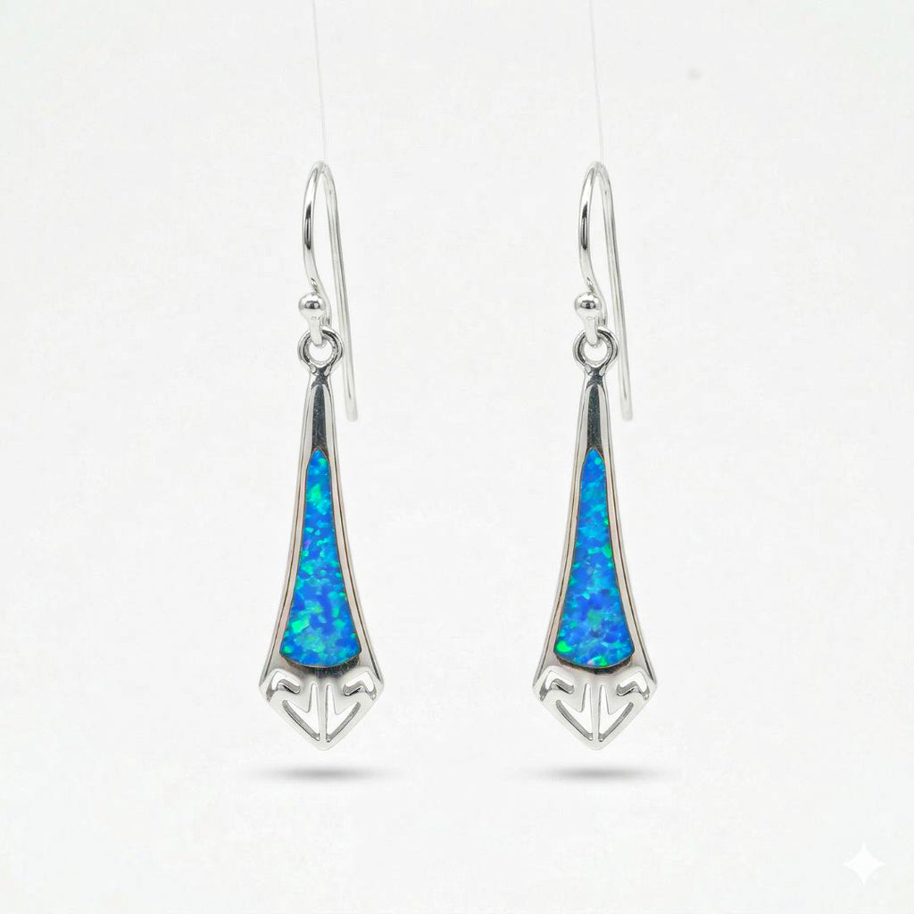 Moonraga Blue Opal Sterling Silver Drop Earrings