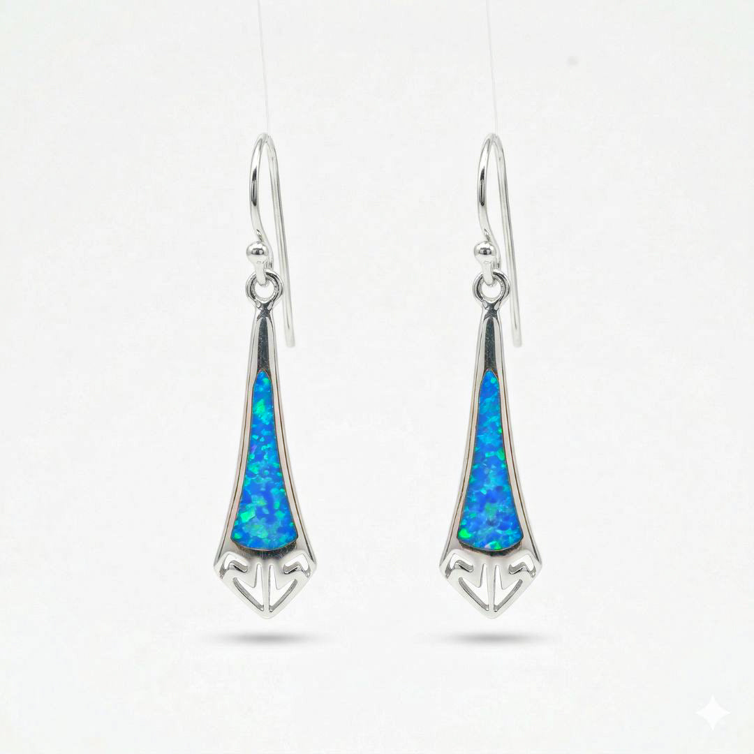 Moonraga Blue Opal Sterling Silver Drop Earrings