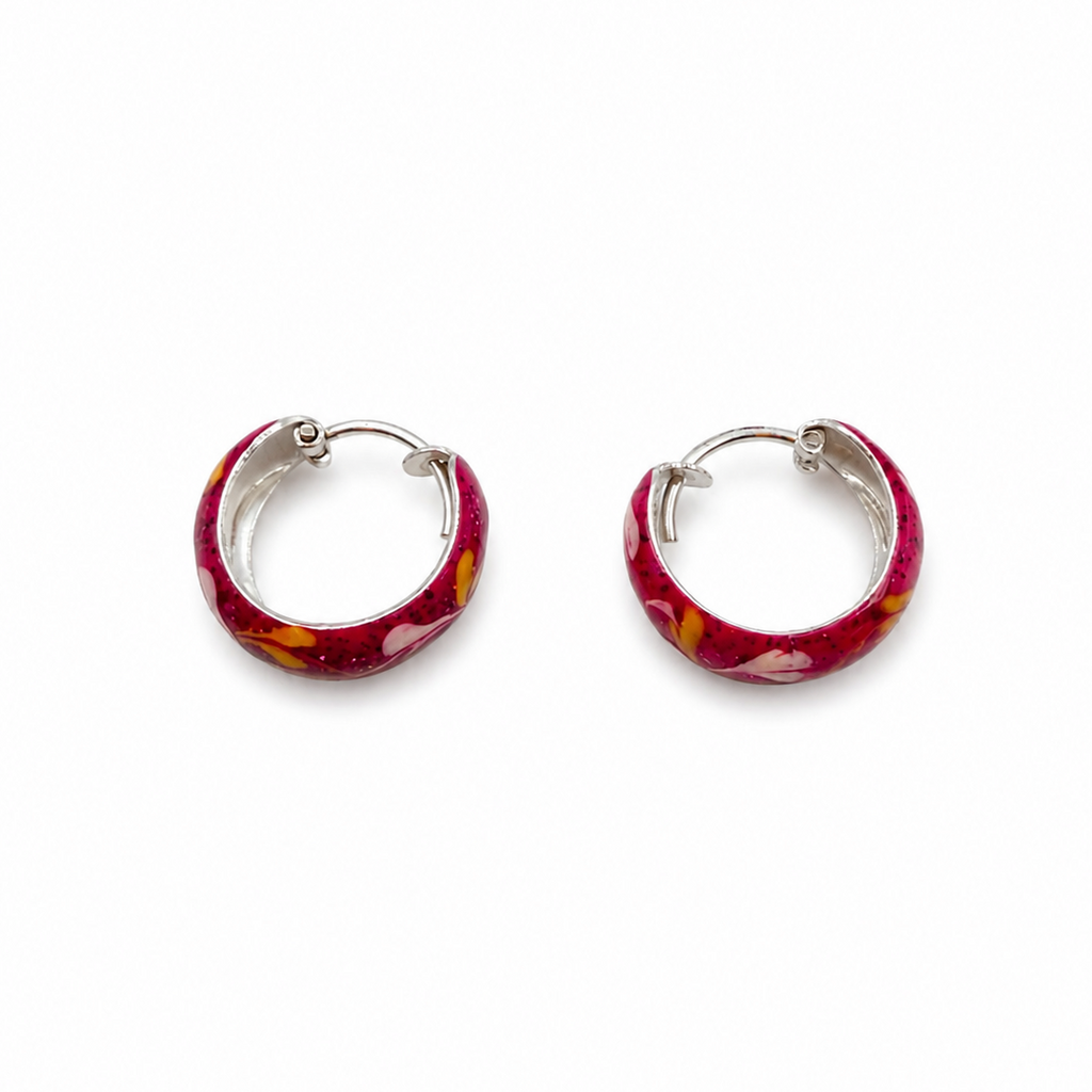 Pink Multicolor Enamel Hoop Earrings for Girls – Glittery Kids’ Hoops