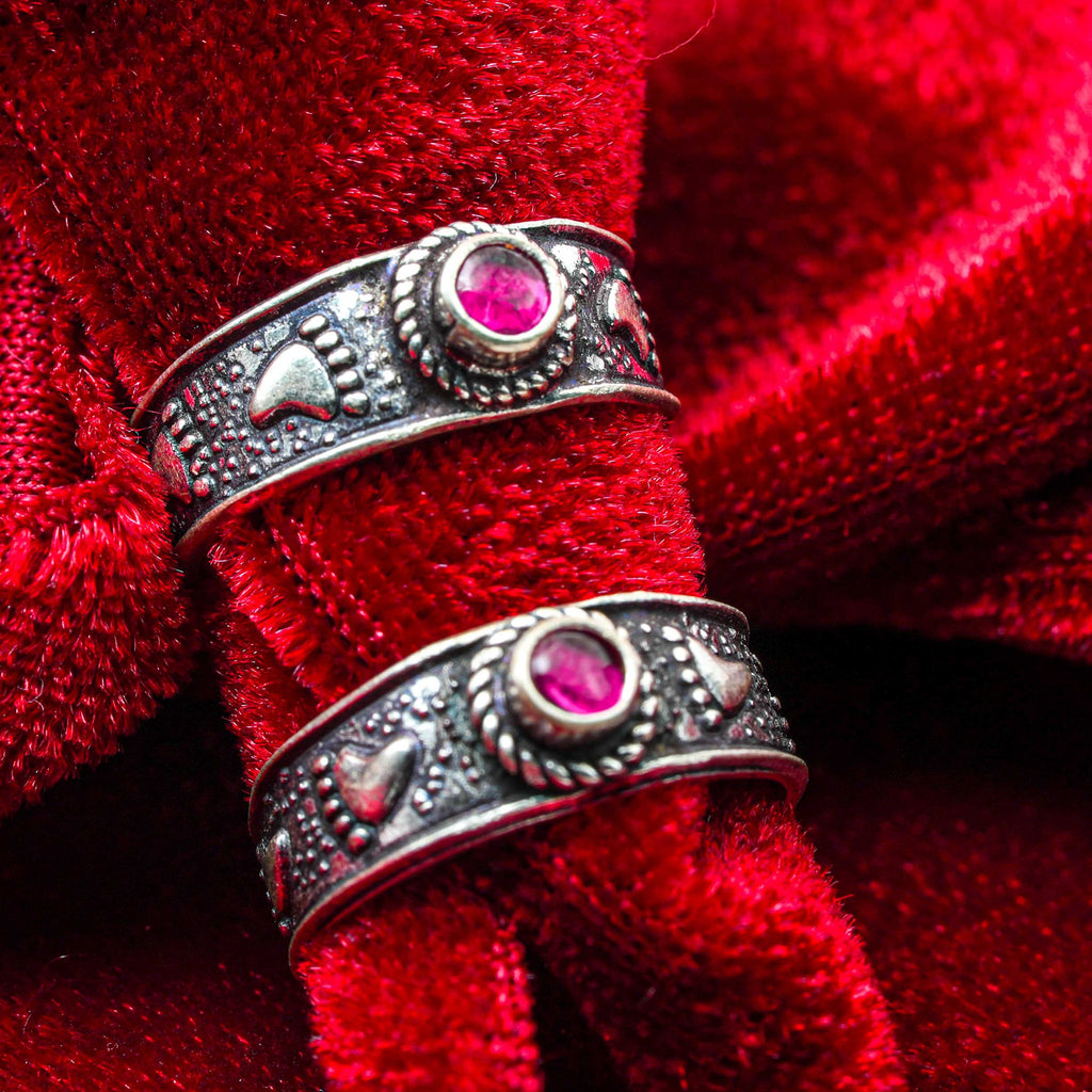 Ruby Style Silver Toe Rings (Pair)