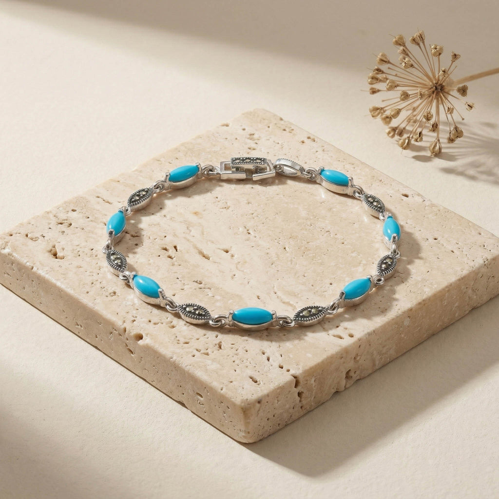 Turquoise Marcasite Silver Bracelet