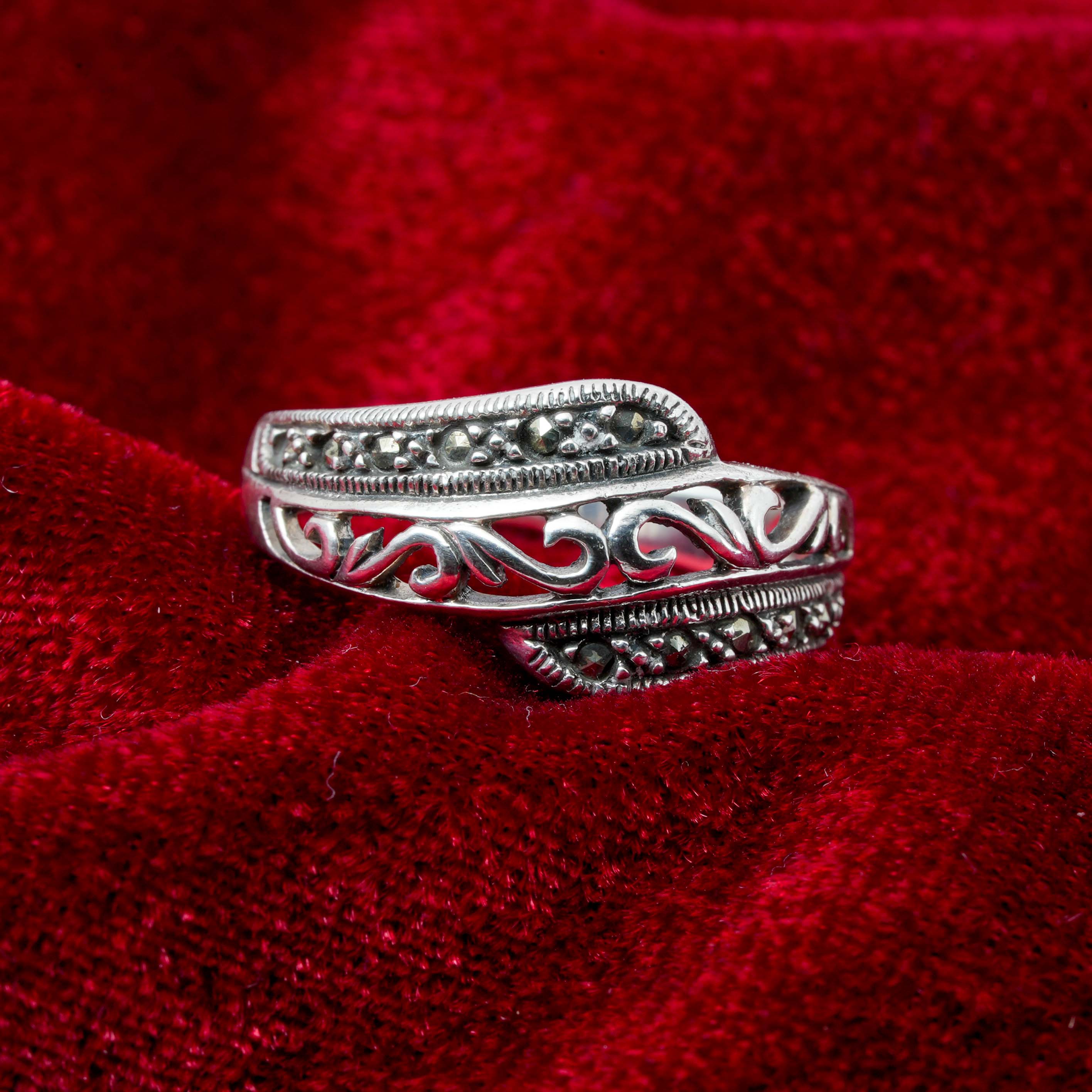 Marcasite Stone Silver Ring