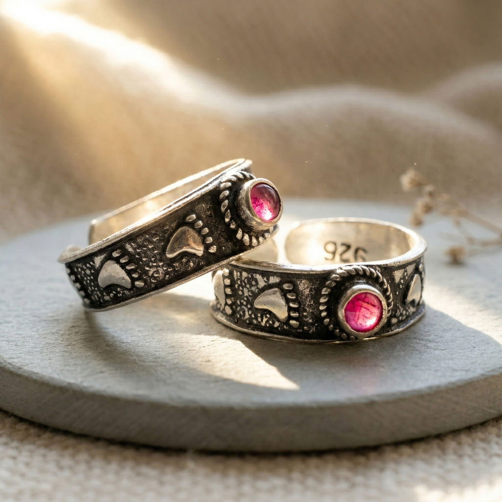 Ruby Style Silver Toe Rings (Pair)