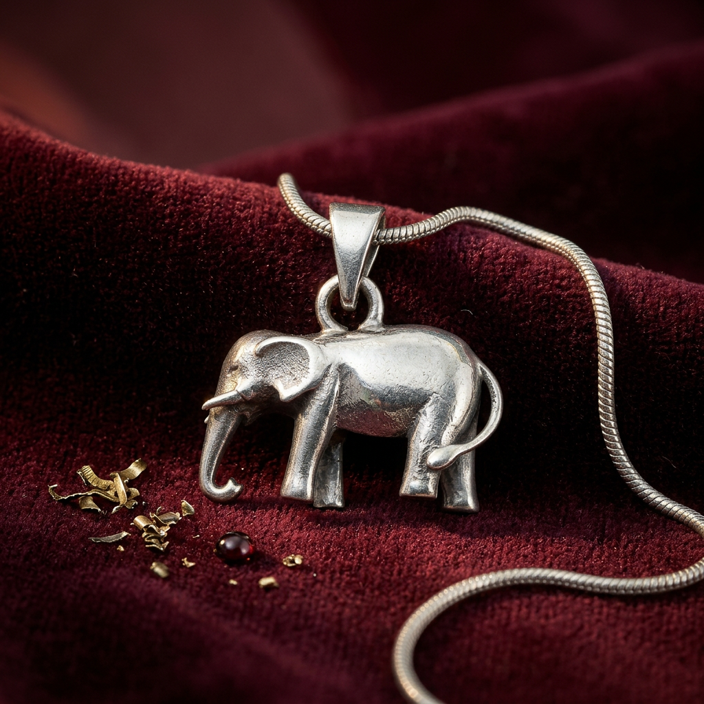 Elephant Motif Silver Pendant