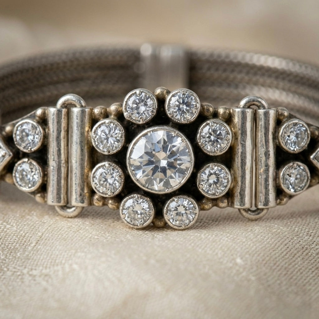 Classic Zircon Adjustable Silver Bracelet