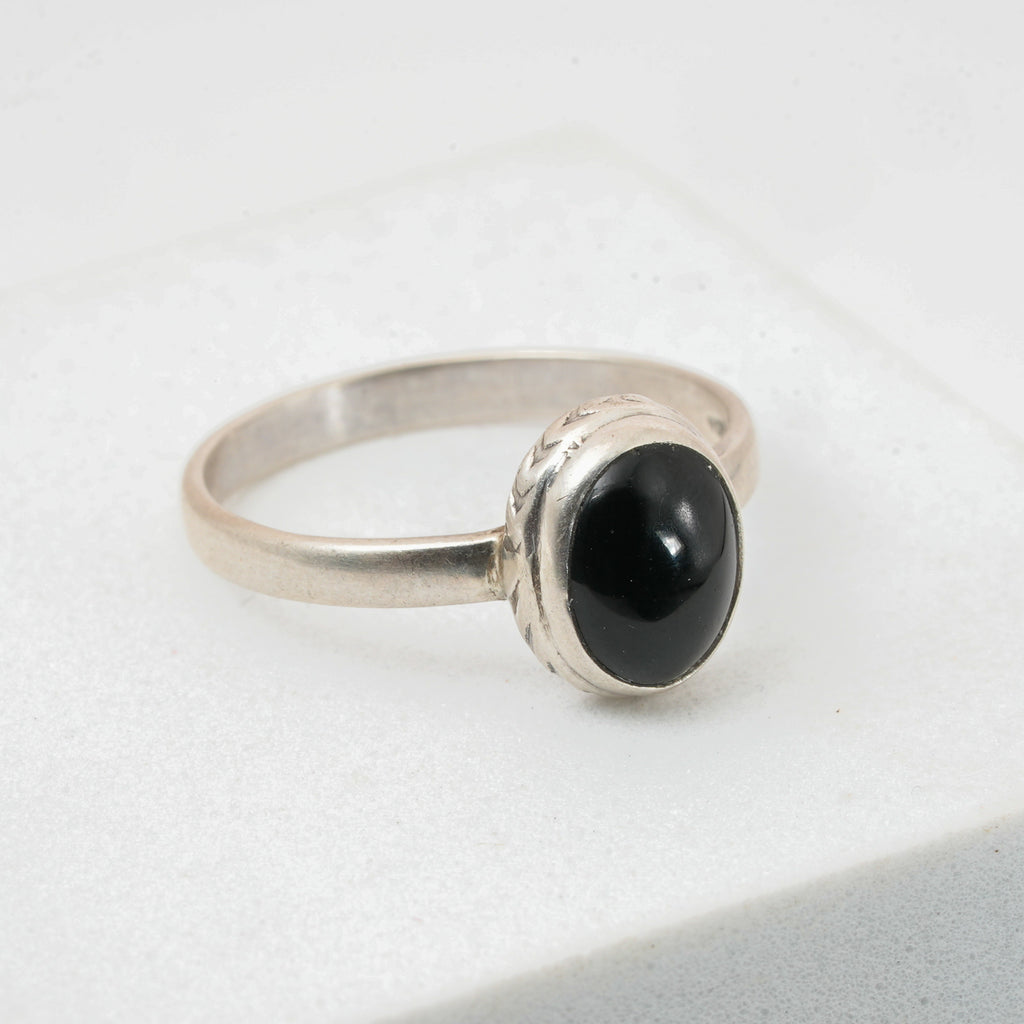 Black Onyx Silver Ring