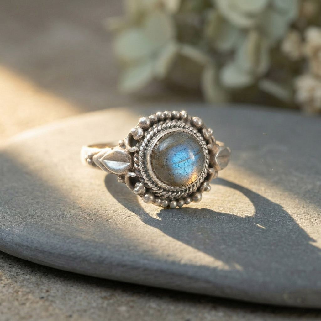 Labradorite Moonstone Silver Ring
