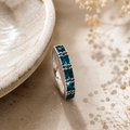 Blue London Topaz Sterling Silver Bar Ring | Geometric Statement Ring