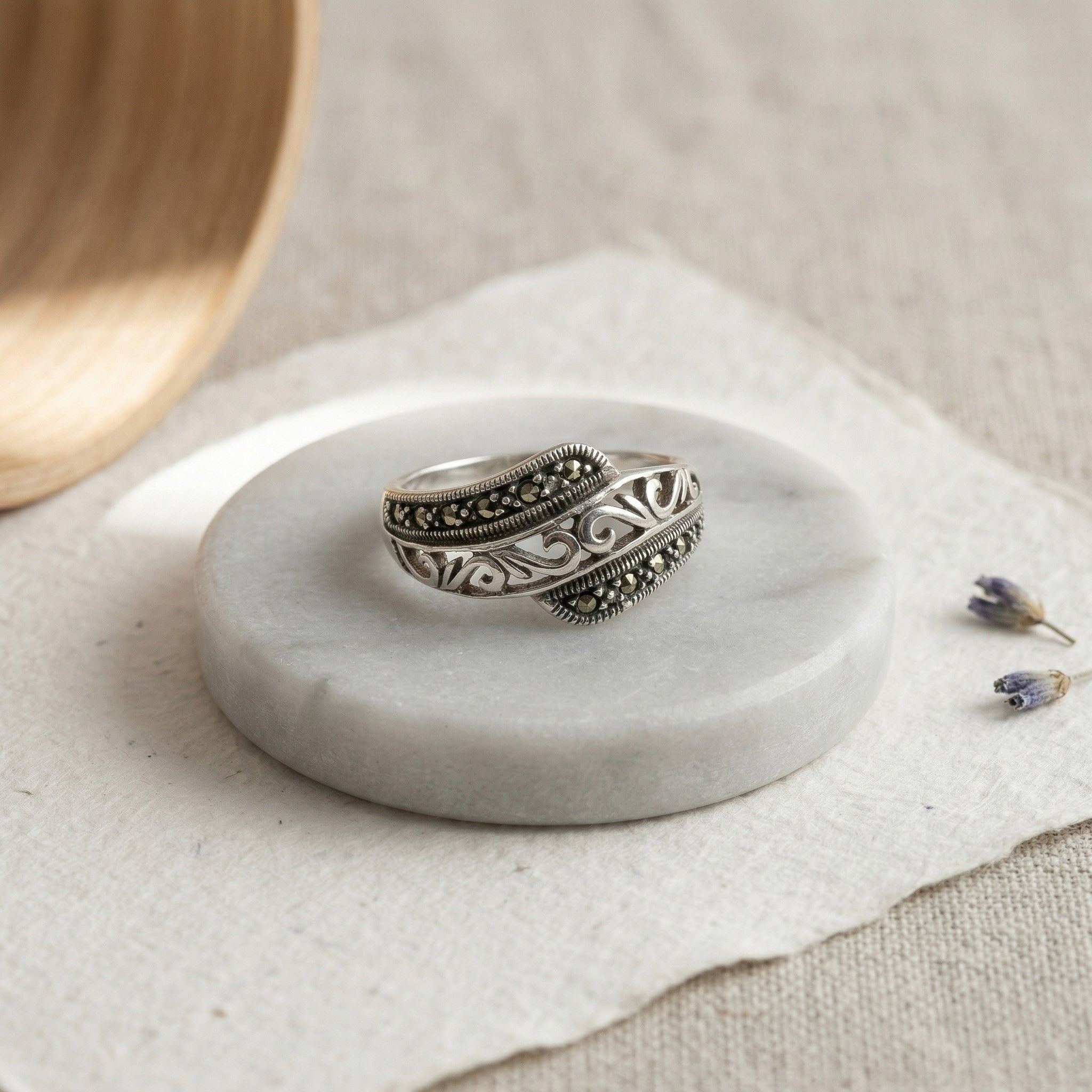 Marcasite Stone Silver Ring