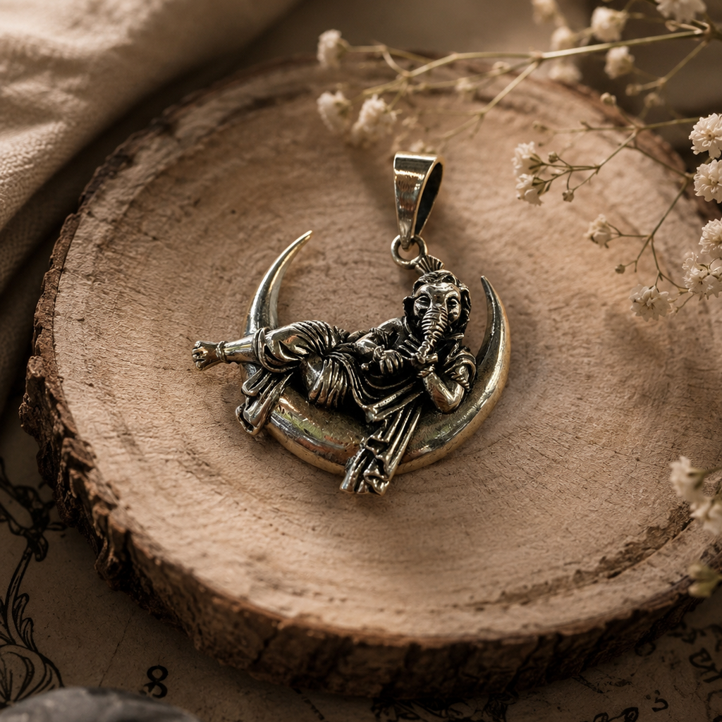 Moonlit Bal Ganesha Sterling Silver Pendant