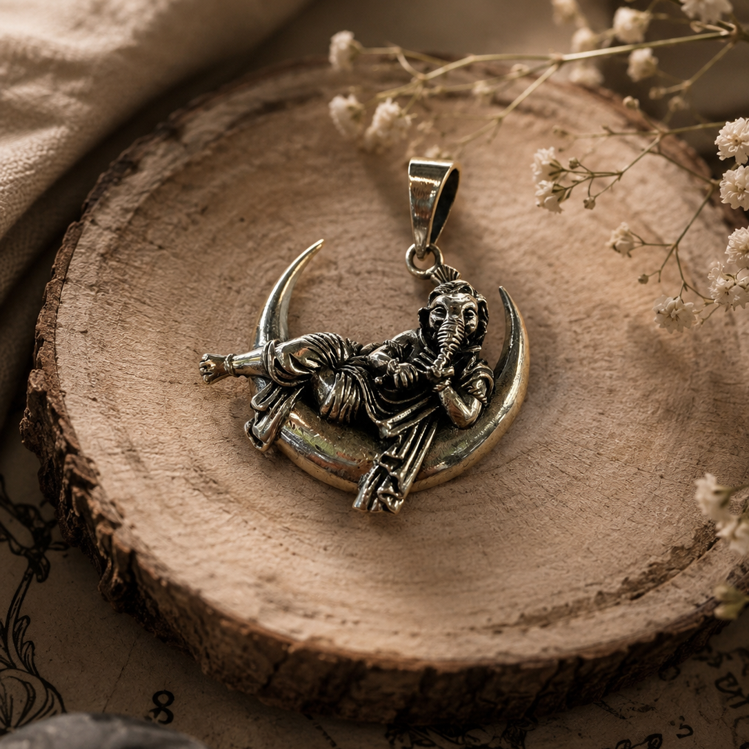 Moonlit Bal Ganesha Sterling Silver Pendant