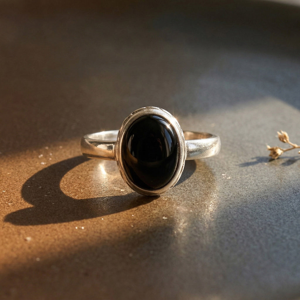 Black Onyx Silver Ring