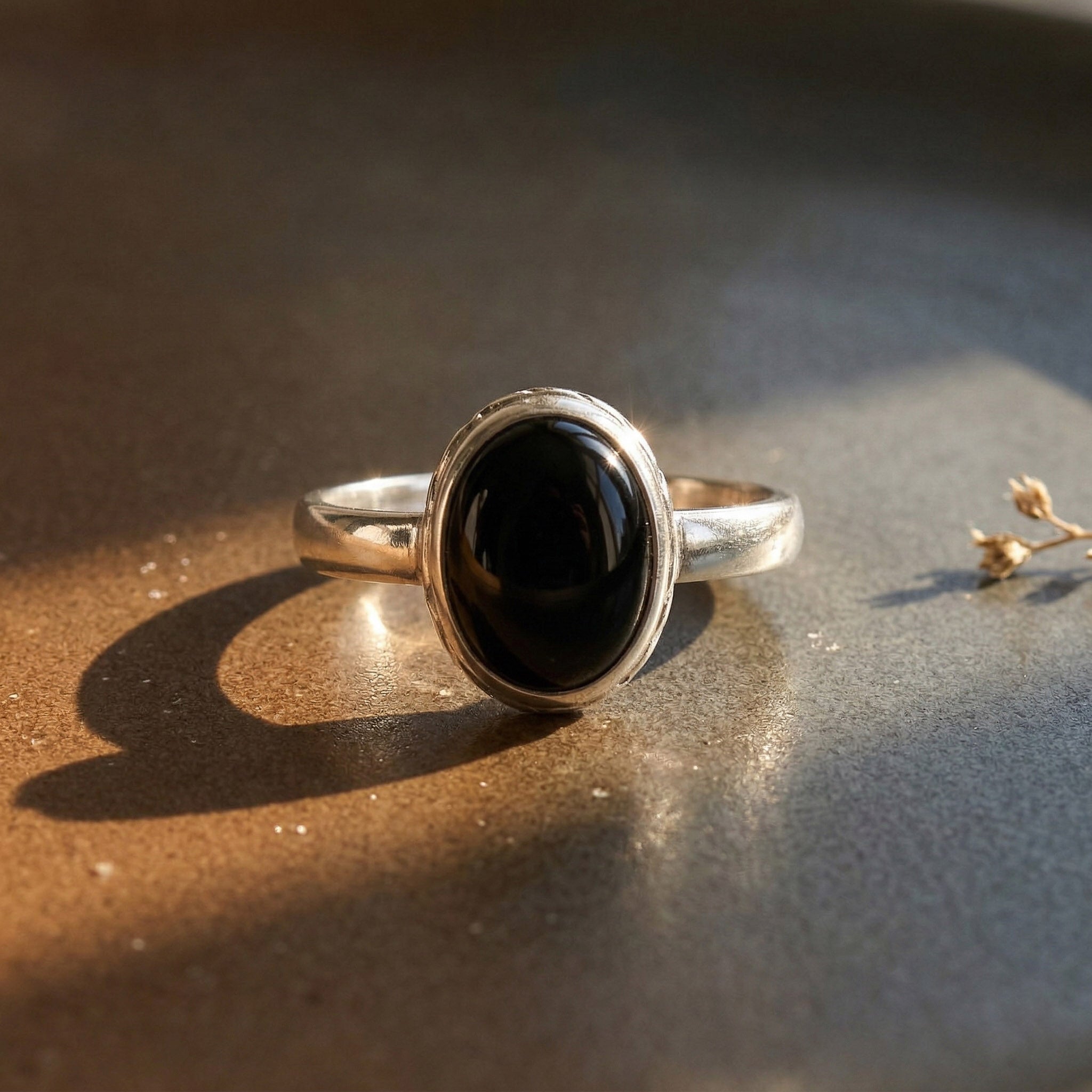 Black Onyx Silver Ring